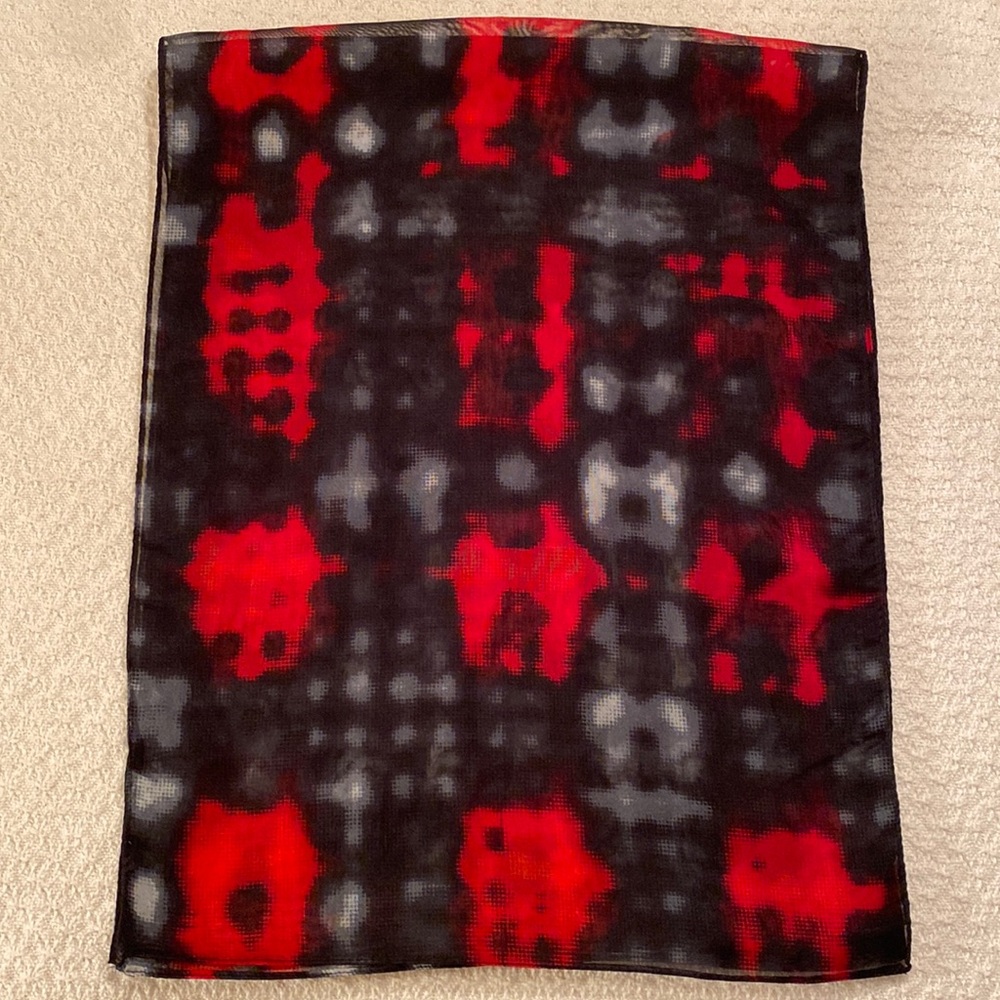Oblong Scarf in Black, Red & Gray
